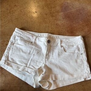 American Eagle Outfitters White stretch  super low shortie Jean Shorts
